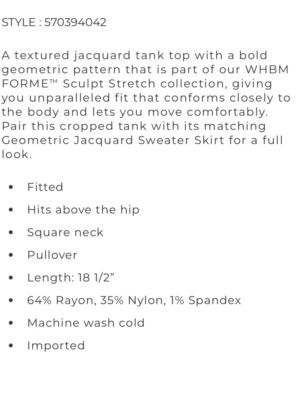 WHBM FORME™ $89 Sculpt Stretch Geometric Jacquard Sweater Tank - Picture 8 of 8